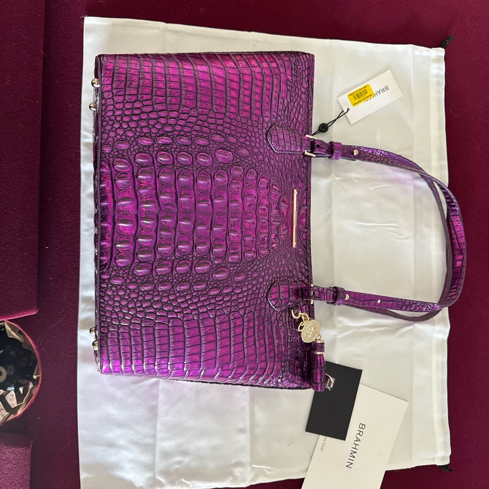 “Purple Potion” Brahmin Crocodile Print Shoulder Bag
